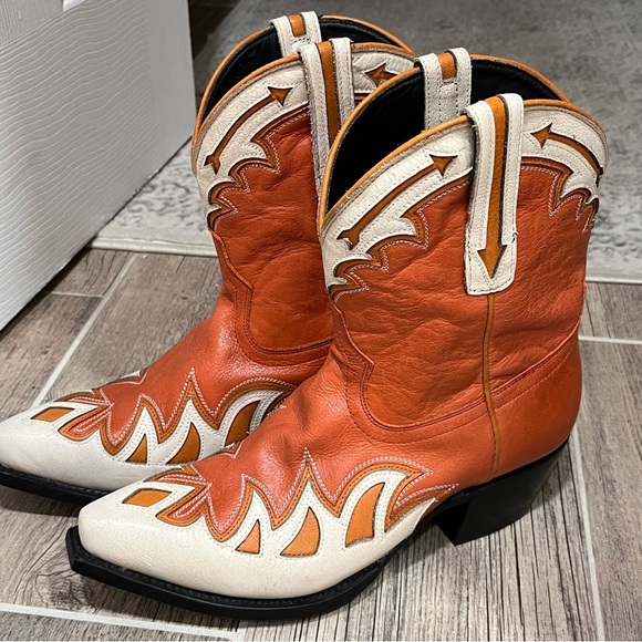 Free People Shoes - Black Star Label Short Leather Cowboy Cell Western Cowgirl Boots Burnt Orange
